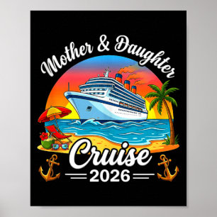 Poster Cruzeiro de mãe e filha viagem de férias da famíli