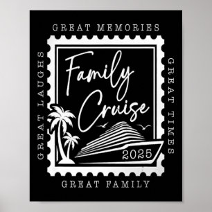 Poster Cruzeiro em Família 2025 Viagem Carimbo Retro Famí