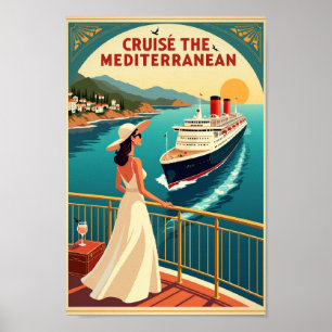 Poster Cruzeiro pelo Mediterrâneo – Viagens de Luxo Vinta