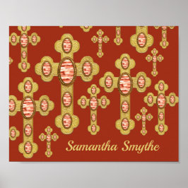 Poster Cruzes Amigadas com 6 Faux Red Agates -