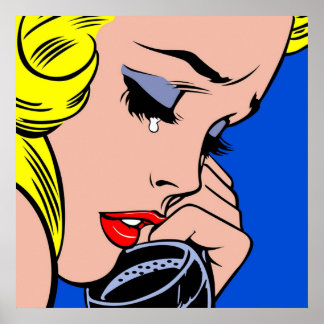 Poster Crying Comic Girl girl crying on the phone Pop A