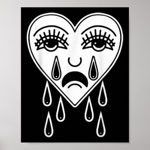 Poster Crying Heart American Traditional Tattoo Old Schoo