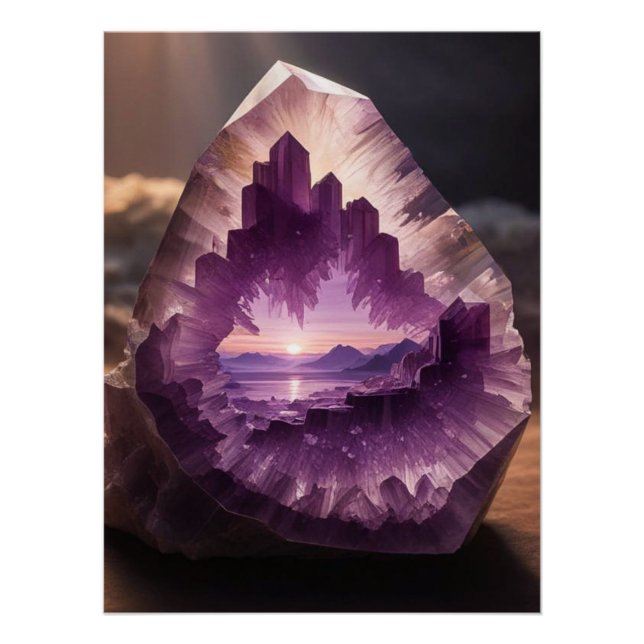 Pôster Crystal Ametyst Fantasy Sunrise Paisagem (Frente)