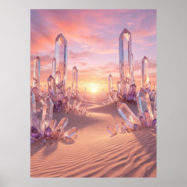 Poster Crystal Desert Sunset Fantasy Art (Frente)