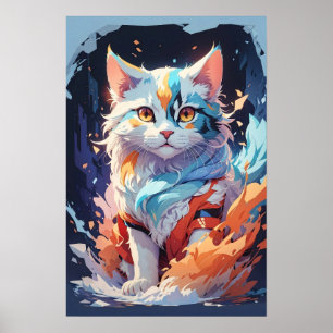 Poster Crystal Fantasy Cat Trabalho de arte