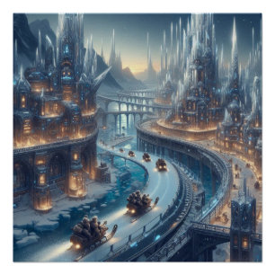 Pôster Crystal Ice World Fantasy Art Glossy Poster