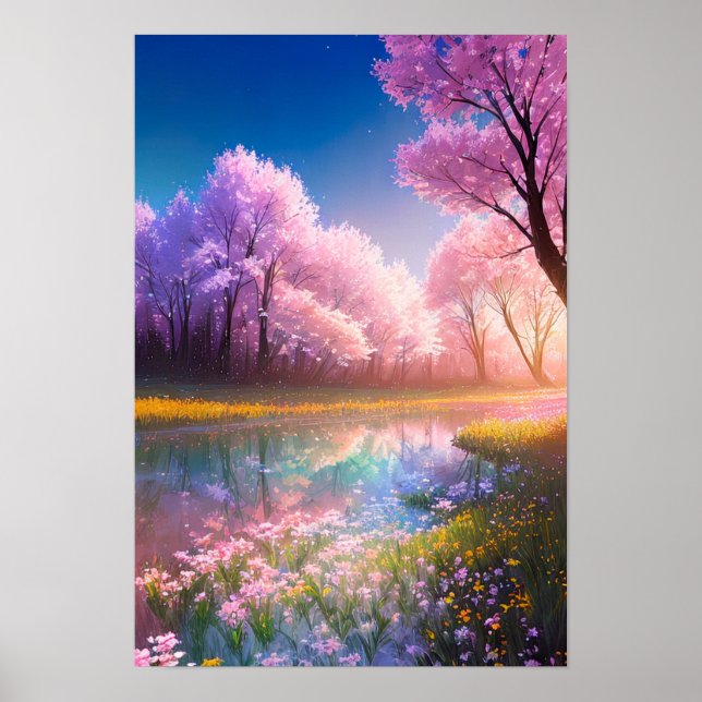 Poster Crystal Stream e Blossoming Field of Flowers (Frente)