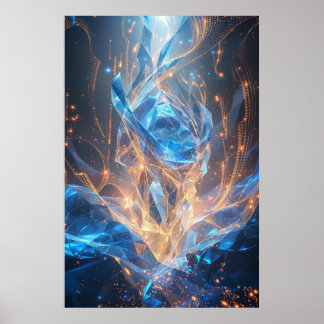 Poster Crystalline Ascension: Digital Dreams Taking Fligh