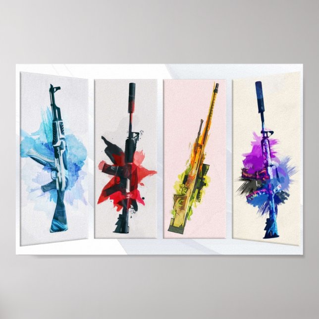 Poster CSGO Watercolor weapons (Frente)