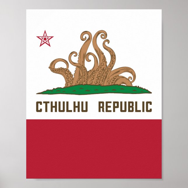 Poster Cthulhu República da Califórnia Flag Lovecraft (Frente)