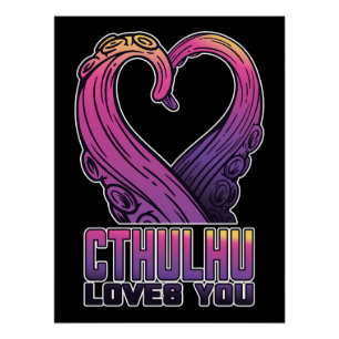 Pôster Cthulhu Te Ama Tentáculos Lovecraft