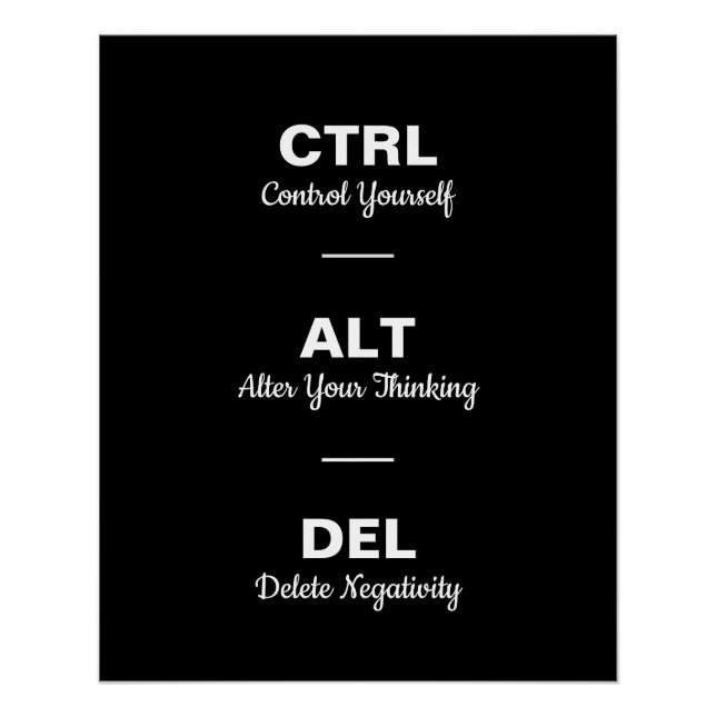 Pôster Ctrl Alt Del Citação de Ditos Motivacionais (Frente)