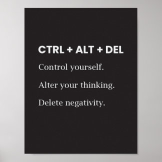 Poster Ctrl Alt Del Citação de inspiração motivacional
