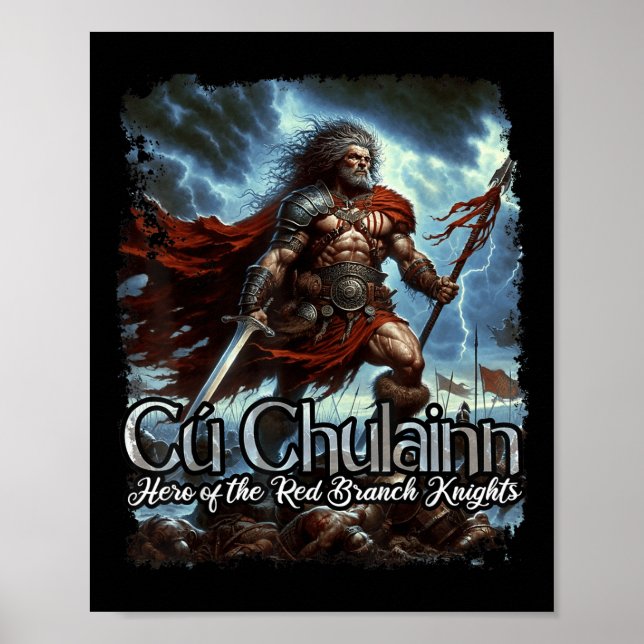 Poster Cu Chulainn Celtic Irish Mythology War Deus (Frente)