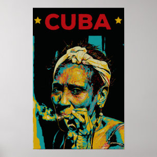 Poster Cuba Caribe típica mulher do cartão postal de Hava