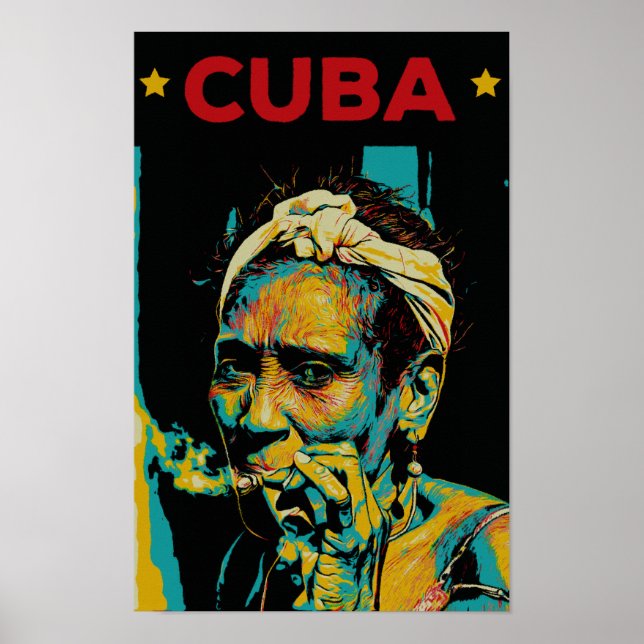 Poster Cuba Caribe típica mulher do cartão postal de Hava (Frente)