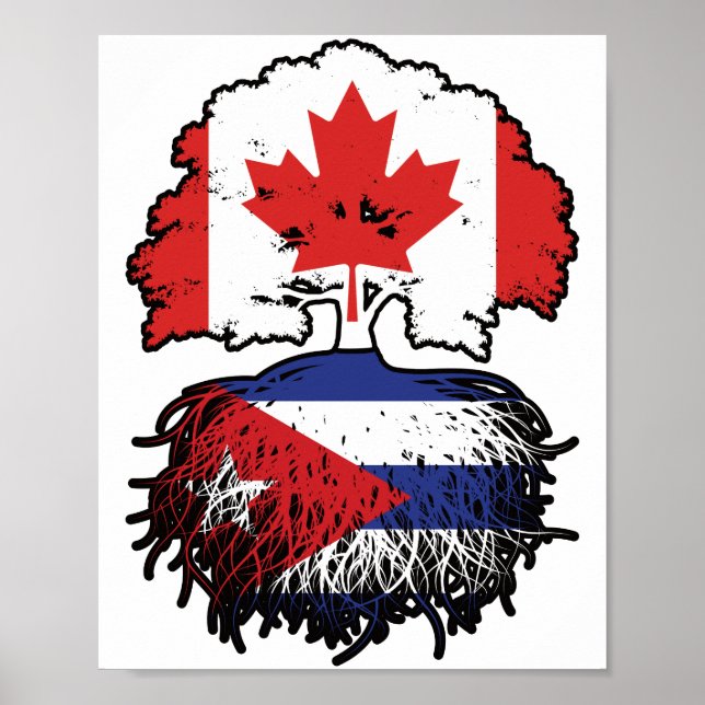 Poster Cuba Cuba Cuba Canadá: Bandeira de Raízes de Árvor (Frente)