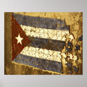 Pôster CUBA, Havana. Quebra-cabeça em mosaico da bandeira