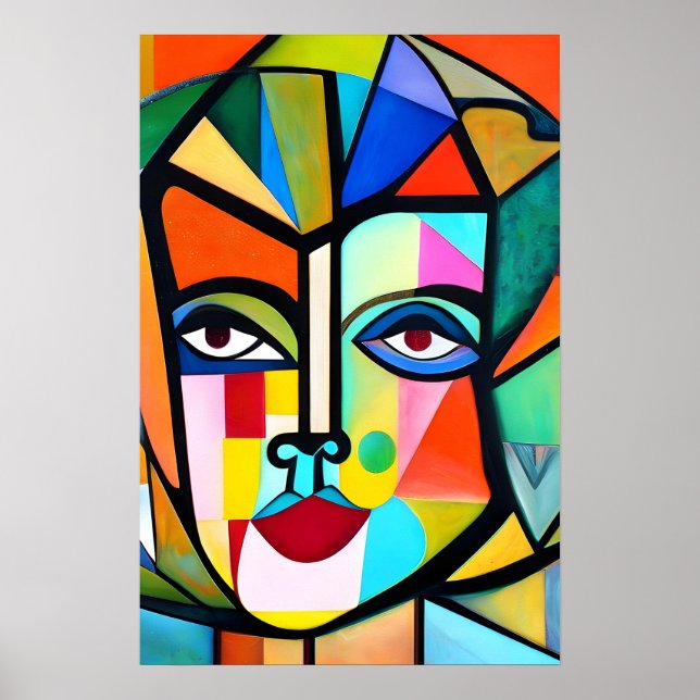 Poster Cubismo Abstrato face (Frente)