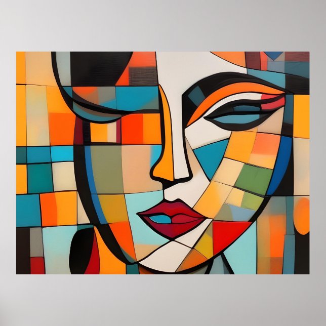 Poster Cubismo Abstrato Lady Face (Frente)