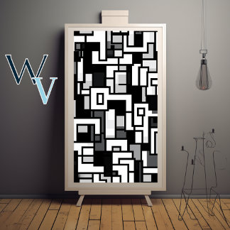 Poster Cubismo Arte Preta e Branca