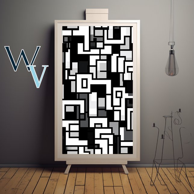 Poster Cubismo Arte Preta e Branca (Criador carregado)