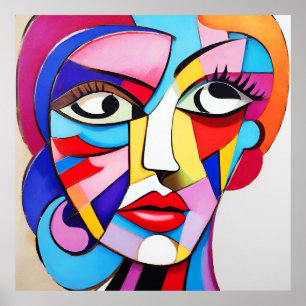 Poster Cubismo Colorido de Abstrato