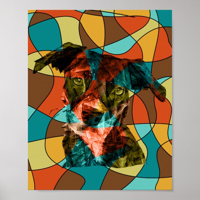 Poster cubismo de cachorro  (Frente)