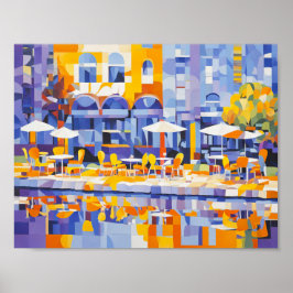 Poster Cubist Street Café com Arches