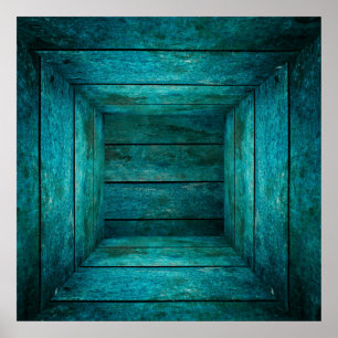 Poster cubo de madeira abstrato