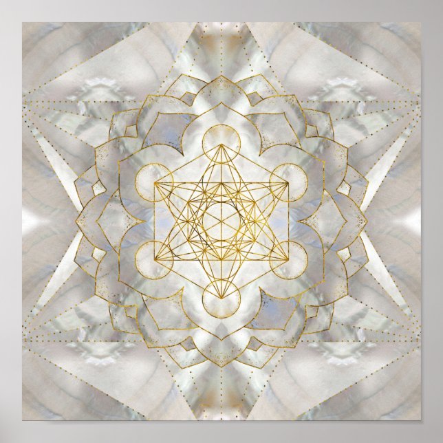 Poster Cubo de Metatron em Geometria Sagrada de Lótus (Frente)