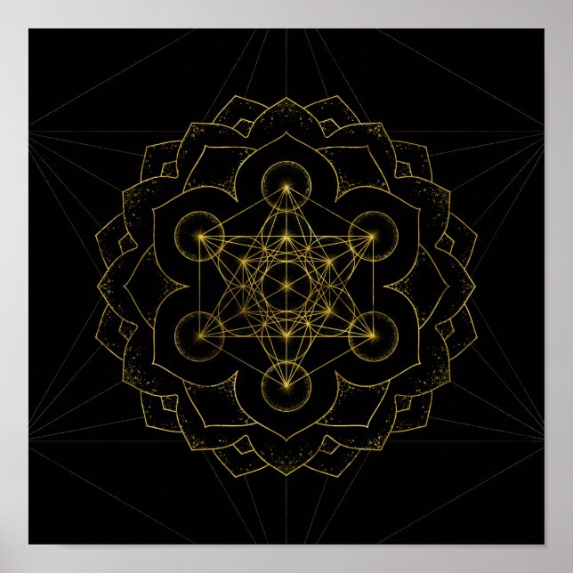 Poster Cubo de Metatron em Geometria Sagrada de Lótus (Frente)