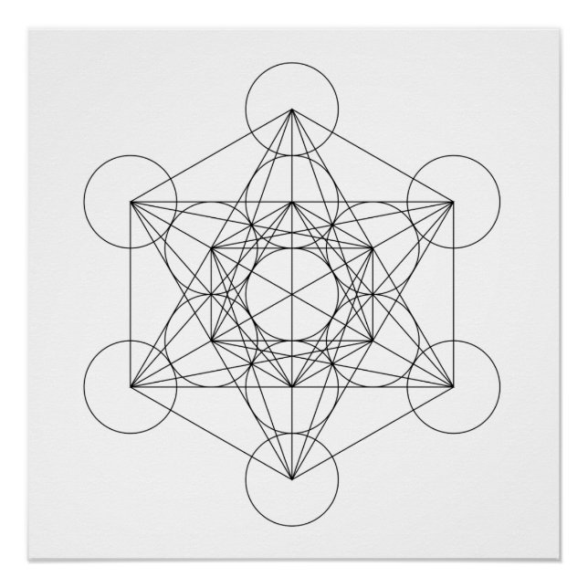 Pôster Cubo de Metatron Preto e Branco (Frente)