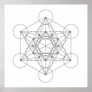Poster Cubo de Metatron Preto e Branco
