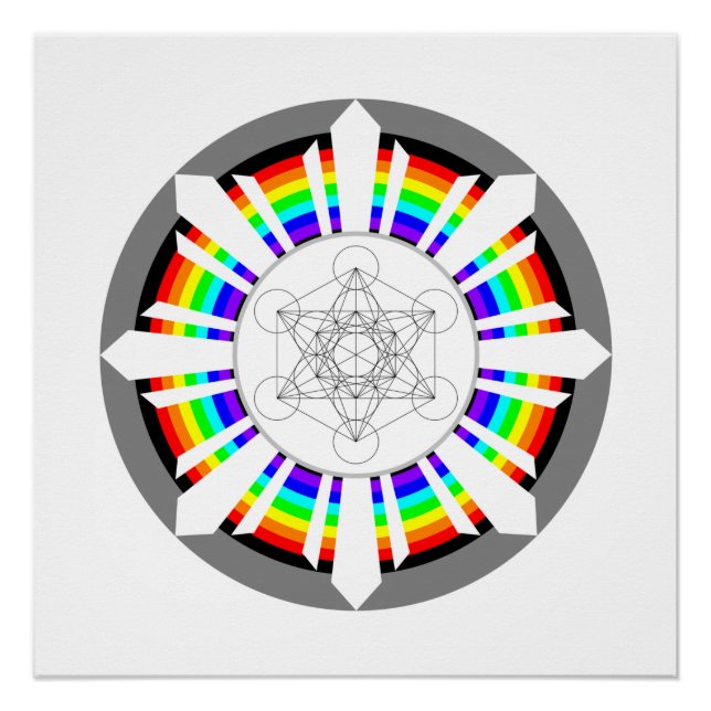 Pôster Cubo de Metatron Prisma de Arco-Íris (Frente)