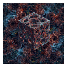 Pôster Cubo Fractal Com Recorte De Mandelbrot