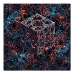 Pôster Cubo Fractal Com Recorte De Mandelbrot