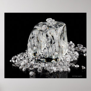 Pôster Cubos de gelo que derretem em diamantes