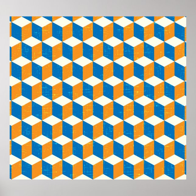 Poster Cubos retrorisométricos, ilusão geométrica (Frente)