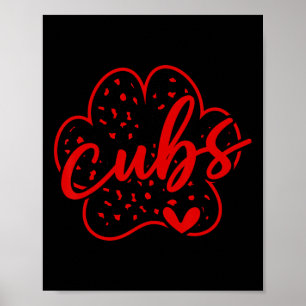 Poster Cubs Vintage Espírito de Equipe de Fã de Esportes