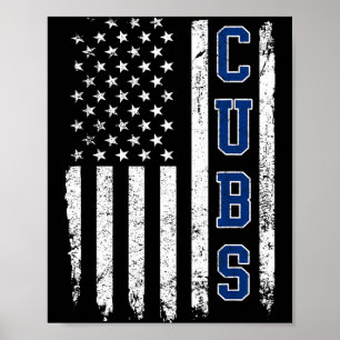 Poster Cubs Vintage Nome Design Retro para Homens Mulhere