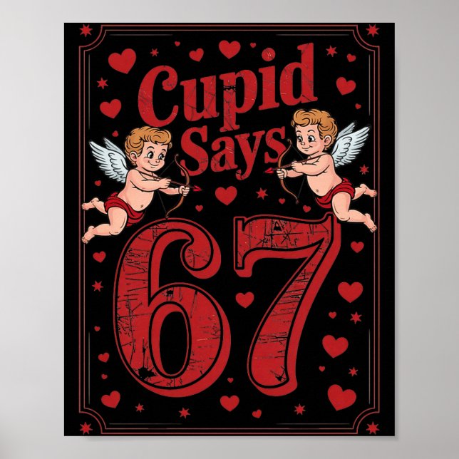Poster Cud Says 67 Funny 6 7 Valentine Couple Matching Si (Frente)
