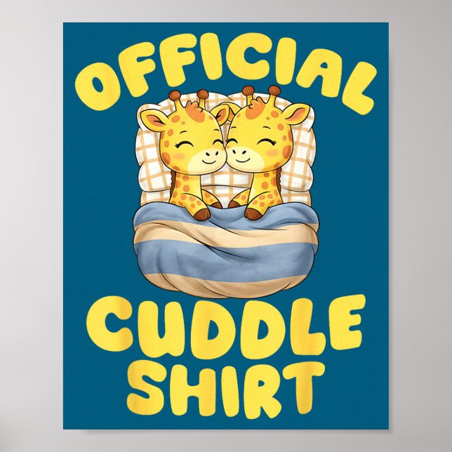 Poster Cuddle Cute Giraffes Couple Valentine's Day  (Frente)