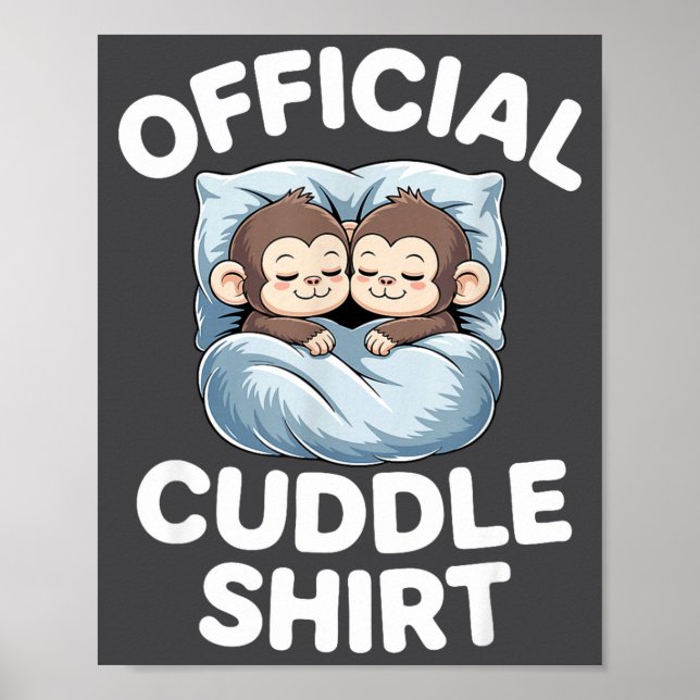 Poster Cuddle Shirt Cute Sleepy Monkey Couple  (Frente)