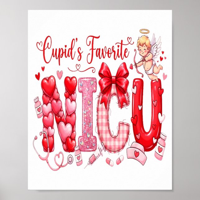 Poster Cuds Favorite Nurse Nicu Valentines Day Shirt Nurs (Frente)