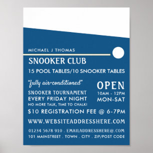 Poster Cue Ball, Clube de Piscinas, Publicidade do Snooke