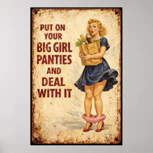Poster Cuecas de Menina Grande Vintage Sinal de Arte de G