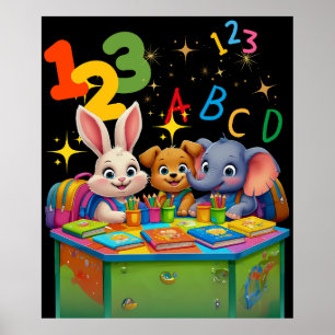 Poster Cuecas do jardim de infância - Amigos Animais ABC