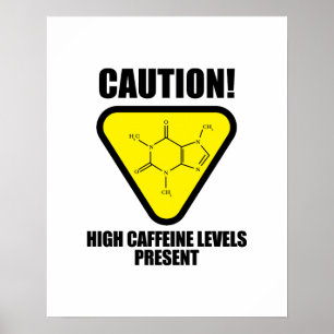Poster Cuidado! Alto Nível de Cafeína Presente
