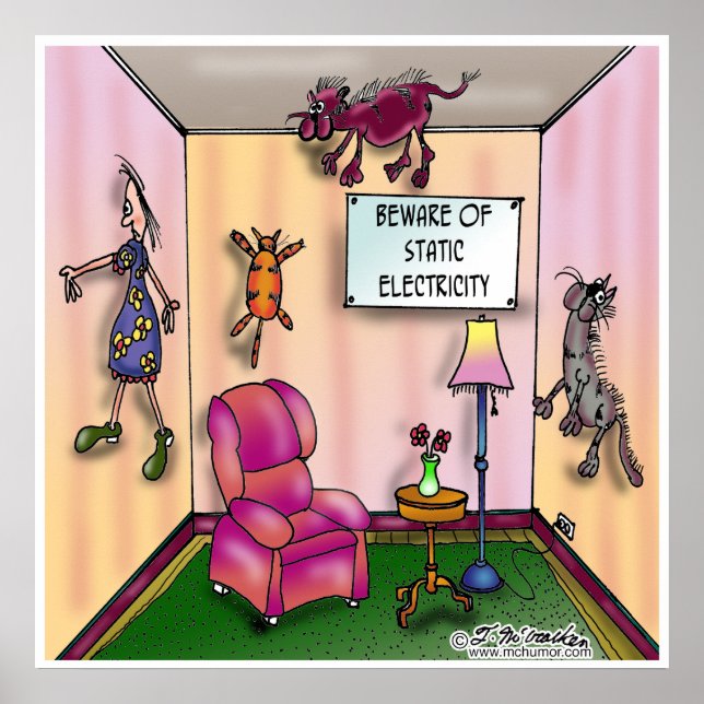 Pôster Cuidado com a eletricidade estática (Frente)